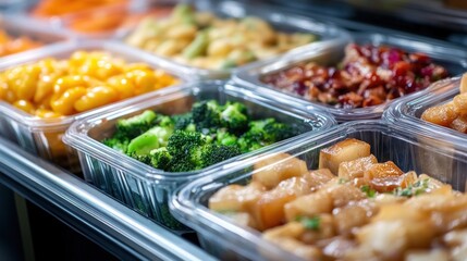 Assortment of Pre-Prepared Meals in Plastic Containers