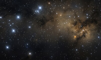 Naklejka premium Dark night sky with bright shiny stars and constellations