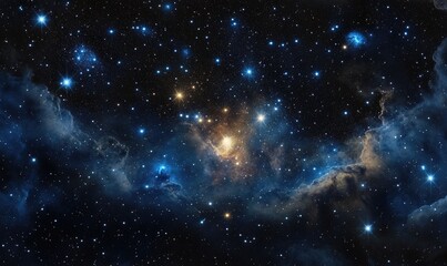 Obraz premium Dark night sky with bright shiny stars and constellations