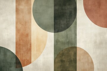 This stunning artwork showcases an interesting blend of geometric shapes and earthy colors, which come together to create a textured and modern aesthetic that is perfect for contemporary spaces