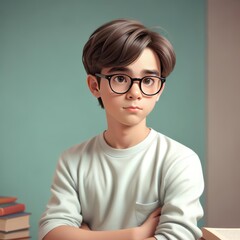 Fototapeta premium The boy is learning and reading books