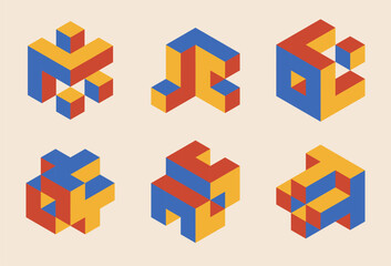 Obraz premium Set of minimal 20s geometric design elements