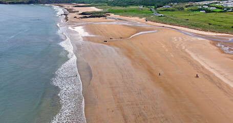 Aerial View of the picturesque Portsalon Beach Ballymastocker Beach in County Donegal Ireland