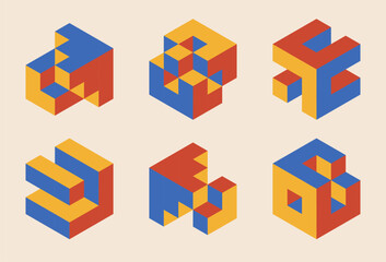 Set of minimal 20s geometric design elements