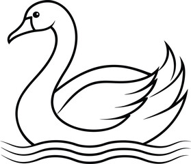 Obraz premium A cute swan vector illustration perfect for a kids coloring book featuring a gentle swan in a peaceful pose 