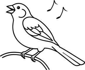 Obraz premium Sweet bird vector for young artists coloring 