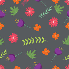 Colorful flowers and branchs whit shadow on a white backgeound.