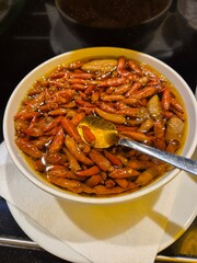 Spice Bowl Filled with Hot Peppers for Cooking