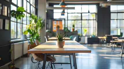 Fototapeta premium Coworking, a workspace for people working outside the office, a place for meetings. AI Generated