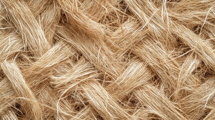Fototapeta premium Coconut pressed mattress bg. Seamless pattern with tangled fibers. Top view of coir texture