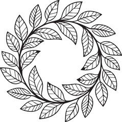 Leaf wreath silhouette vector art  illustration