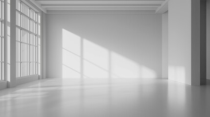 Fototapeta premium The space is empty and immaculate. a window and a white wall in an empty room.