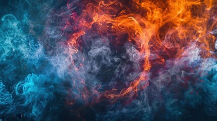 Fototapeta premium mystic smoke portal swirling colorful smoke forming a circular gateway on dark background abstract photography