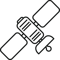 Simple vector of a space satellite orbiting earth, transmitting information