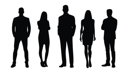 Businessman Silhouette of Diverse Team Standing Together