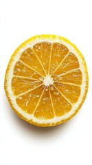 Fresh Lemon SliceJuice Droplets on White Background Perfect for Culinary Use