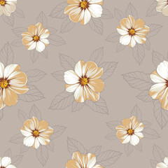 Colorful flowers and branchs whit shadow on a white backgeound.