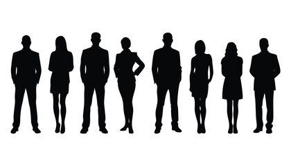 Businessman Silhouette of Diverse Team Standing Together