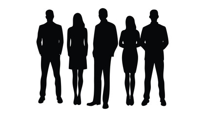 Businessman Silhouette of Diverse Team Standing Together