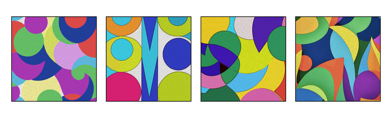 Collection of abstract patterns to print for wall decorations. Artistic brush strokes. Oil painting 