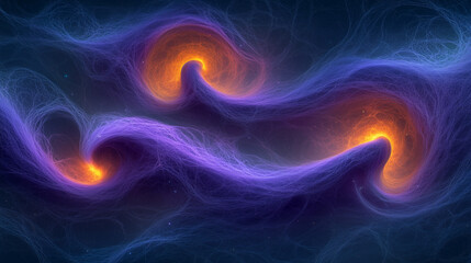 Fototapeta premium Cosmic Abstract Waves with Fiery Cores and Swirling Energy