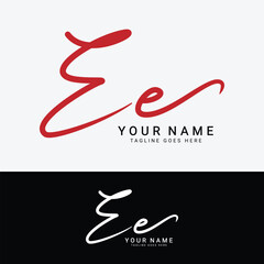 E, EE Initial letter logo. Alphabet EE Handwritten Signature logo