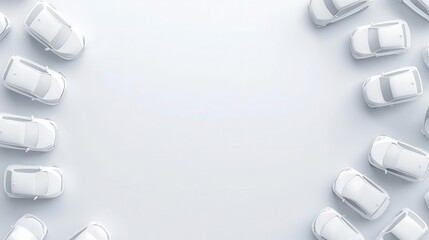 Detailed White Cars Formation Dynamic Element for Graphic Design Projects