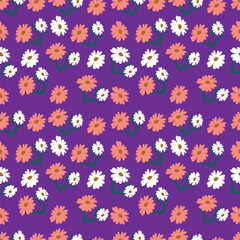 Flowers seamless pattern. vector illustration. Abstract flowers, floral vector with leaves