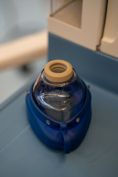 blue transparent anaesthetic face mask
