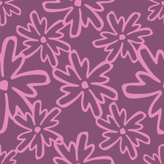 Flowers seamless pattern. vector illustration. Abstract flowers, floral vector with leaves