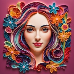 Fototapeta premium hair style - quilling art