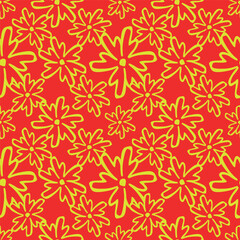 Flowers seamless pattern. vector illustration. Abstract flowers, floral vector with leaves