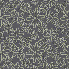 cream vector stock small flowers with green leaves pattern on green background