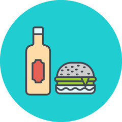 Wine and Food Pairing Vector Icon