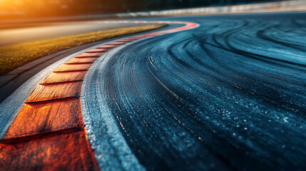 tire marks on a race track, showcasing the dynamic motion and power of high-speed driving