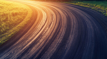 tire marks on a race track, showcasing the dynamic motion and power of high-speed driving