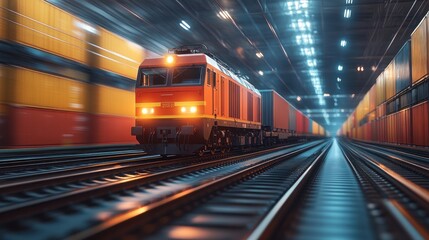 Obraz premium Freight Train in a Cargo Terminal