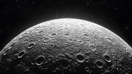 Close-up of the Moon's Surface with Craters and Stars