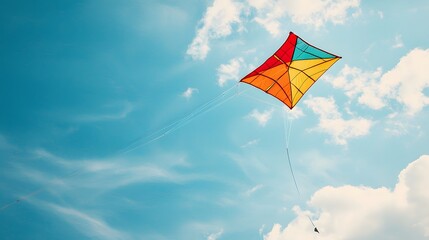 photography of a colorful kite flying in the sky