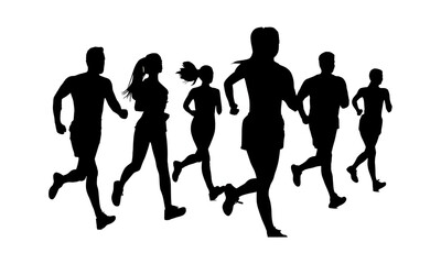 Obraz premium Runner silhouette vector illustration isolated black object on white background for background design.