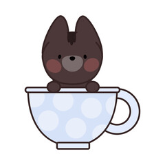 Cartoon cat in a cup