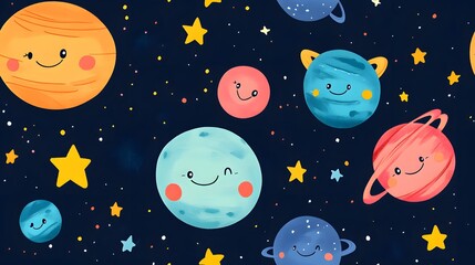 Planets wallpaper featuring cheerful, smiling planets