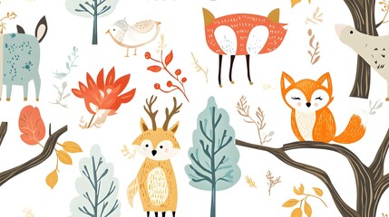 whimsical forest animals like foxes owls and de. Whimsical forest animals like foxes, owls, and deer in a peaceful woodland setting, perfect for child