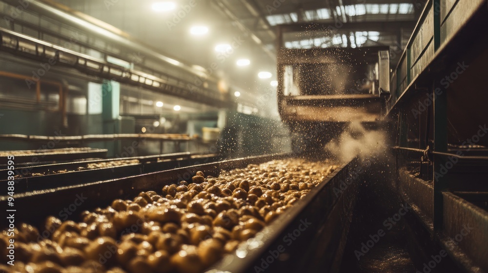 Canvas Prints Potato Processing Plant Conveyor Belt