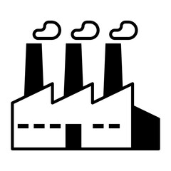 Obraz premium Industrial factory building icon symbol. Outline vector illustration