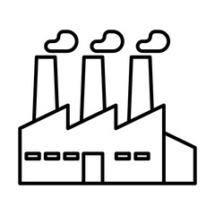 Industrial factory building icon symbol. Outline vector illustration