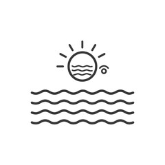 Sun Setting Over Wavy Ocean Surface with a Degree Symbol