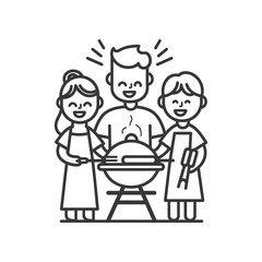 Three Smiling Friends Enjoying a Barbeque