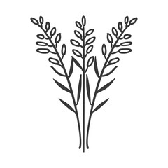 Three stylized branches with rounded leaves
