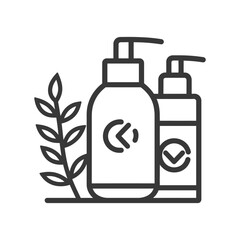 Fototapeta premium Two Bottles of Organic Liquid Soap with Plant Branch